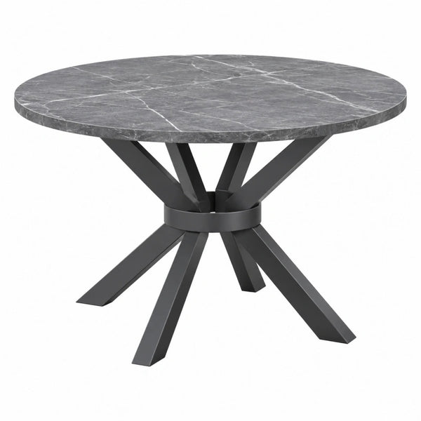 Esstisch 120 cm Rund Grau Steinoptik Metallgestell Modern
