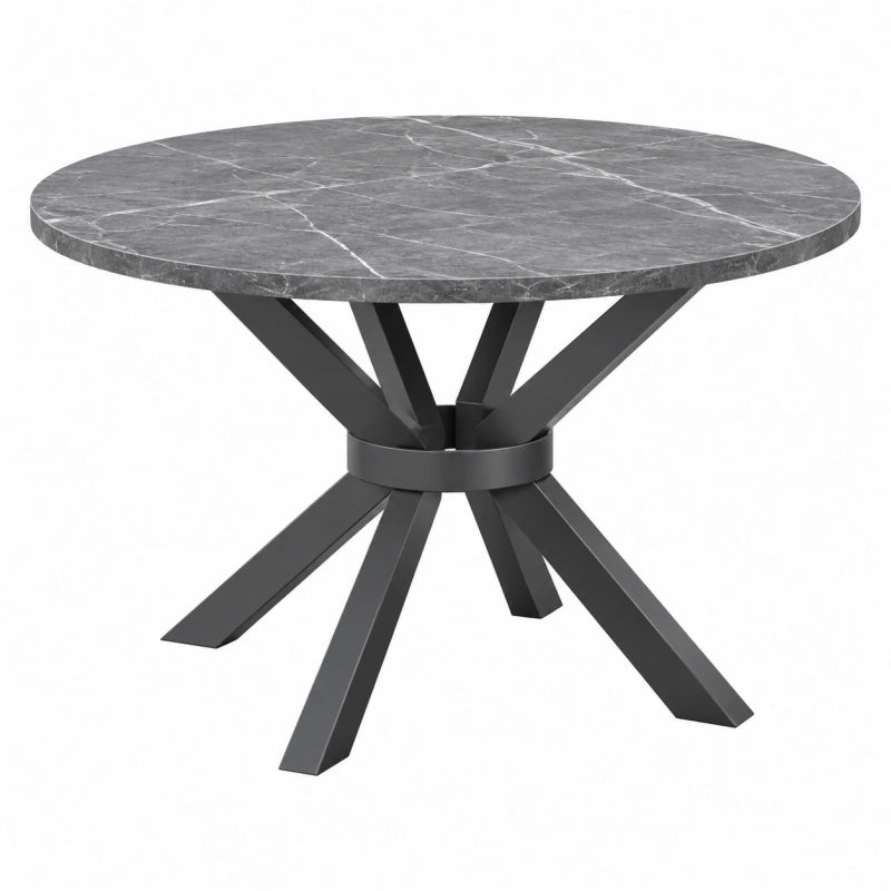 Esstisch 120 cm Rund Grau Steinoptik Metallgestell Modern