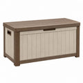Garten Aufbewahrungsbox 120 x 60 x 63 cm aus Kunststoff Braun Beige mit Sitzfläche