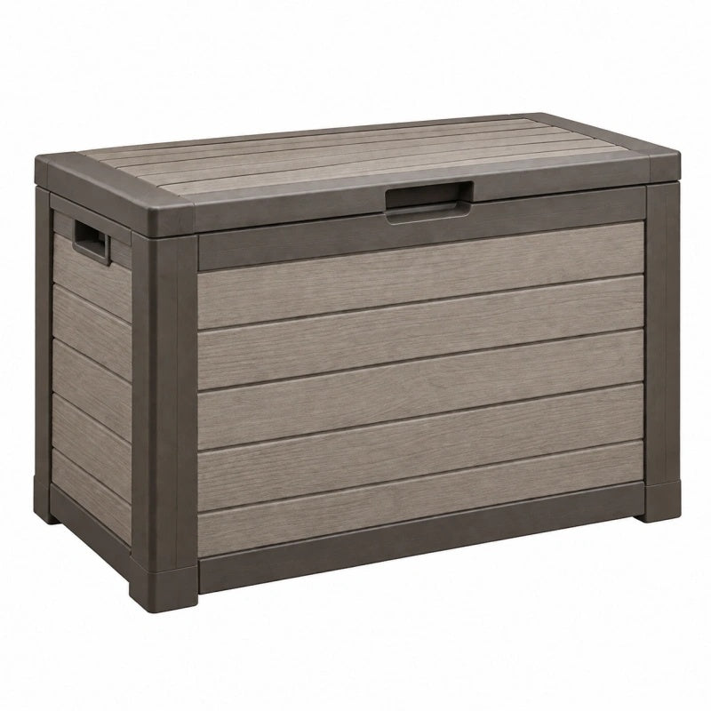 Garten-Aufbewahrungsbox 120 x 55 x 60 cm Kunststoff Grau-Braun mit Deckel