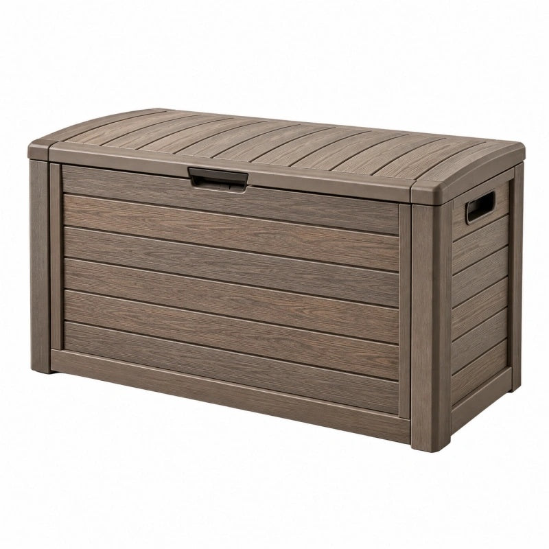 Garten-Aufbewahrungsbox 116 x 55 x 64 cm Kunststoff Taupe mit Klappdeckel