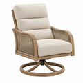 Drehsessel 82 x 88 x 98 cm Beige Hellbraun mit Holzgestell und Kordelbespannung