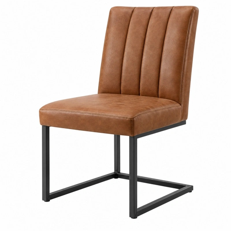 Esszimmerstuhl 48 x 58 x 88 cm braun in Lederoptik mit Metallgestell