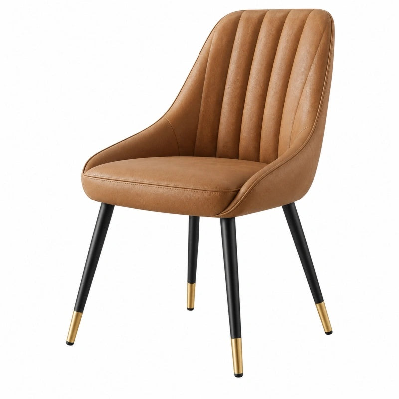 Esszimmerstuhl 58 x 61 x 84 cm Braun Bezug in Lederoptik Gepolstert Modern