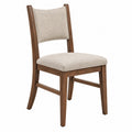 Esszimmerstuhl 48 x 55 x 99 cm Holz Braun Webstoff Beige gepolstert klassisch