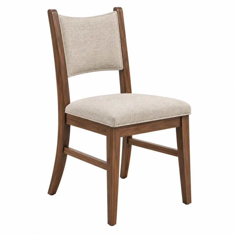 Esszimmerstuhl 48 x 55 x 99 cm Holz Braun Webstoff Beige gepolstert klassisch