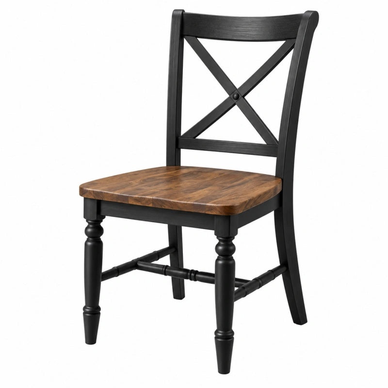 Esszimmerstuhl 46 x 52 x 100 cm Holz Braun Schwarz im Landhausstil