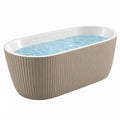 Freistehende Badewanne 170 x 75 x 58 cm Acryl Beige Weiß mit geriffelter Verkleidung